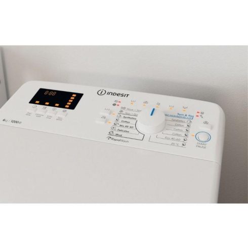 Indesit BTW S6240P EU/N Felültöltős mosógép, 6 kg, 1200 ford./perc, 12 program, C energiaosztály, Fehér