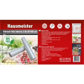   Hausmeister HM0011 LÉGCSATORNÁS ERŐS VÁKUUMFÓLIA - BPA MENTES - 2 TEKERCS 28CM X 500CM SOUS VIDE