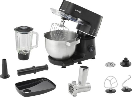 Gorenje MMC1000CSB konyhai robotgép, fekete, 3D-s keverés, dagasztókar, keverőszár, habverő, turmix, húsdaráló, beépített mérleg, 1000 W
