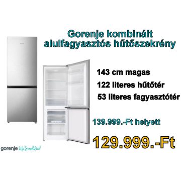 Gorenje RK14EPS4 Kombinált Hűtőszekrény, 143 cm magas 